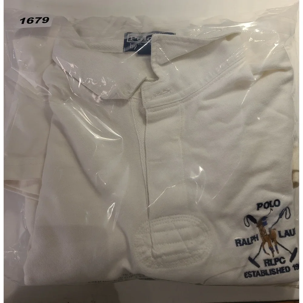 Polo Ralph Lauren‎ Men's RLPC Crest Rugby Shirt White Long Sleeve XL Cotton